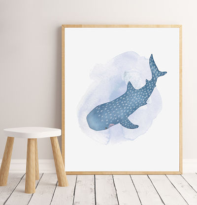 Watercolour Big Fish -Whale shark - Digital File